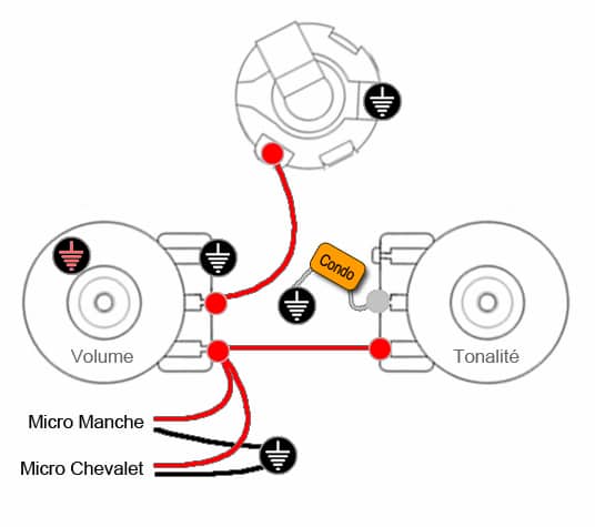 Câblage 2 micros, 1 Volume & 1 tonalit